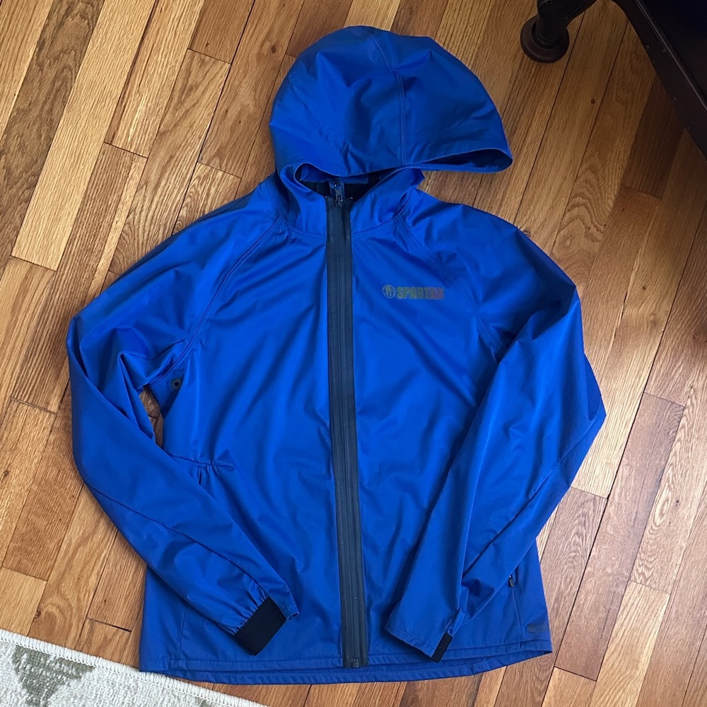 Spartan Race Craft Blue Hooded Rain Running jacket
